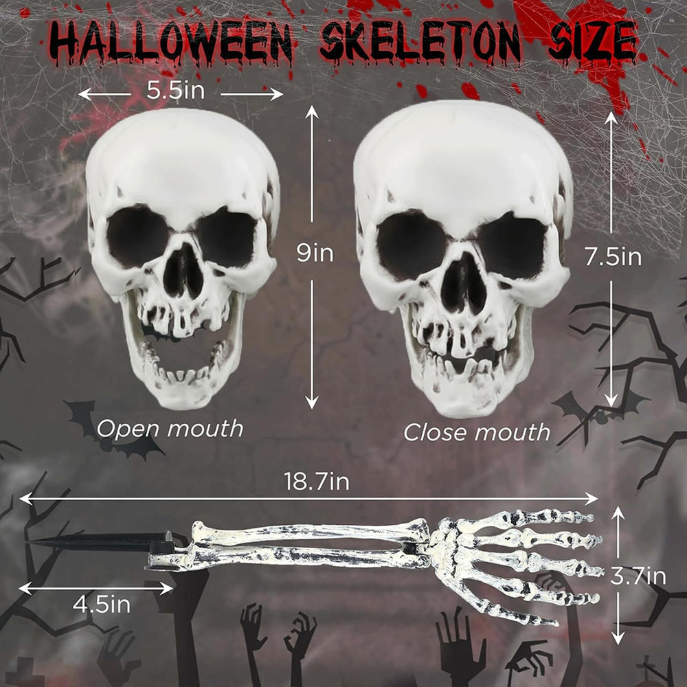 Zhanmai 6 Pcs Halloween Skeleton Outdoor Decor, Skulls Arms Graveyard Lawn