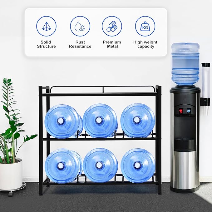 5 Gallon Water Bottle Holder 6-Tray 3/5 Gallon Water Jug Rack