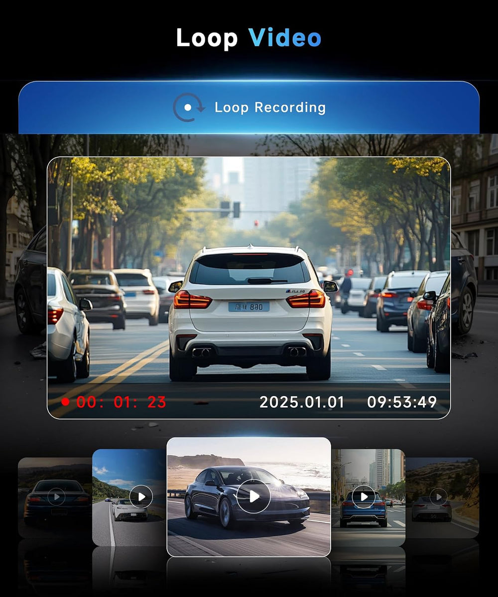 2 Channel Dash Cam 360° Front and Rear Inside, 4K Car Camera Recorder, 3.16 I...