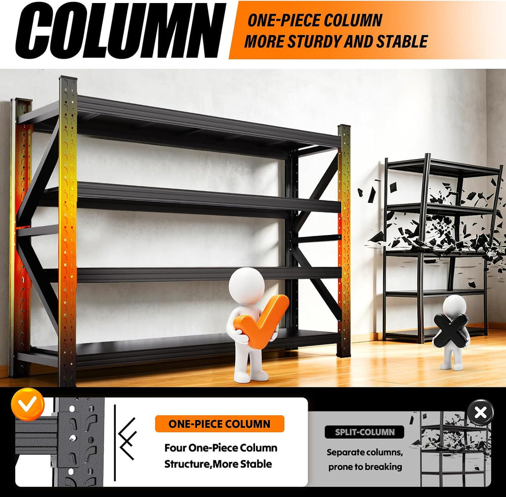 69" W Garage Shelving Heavy Duty Metal Storage Shelves, 4-Tier Garage St...