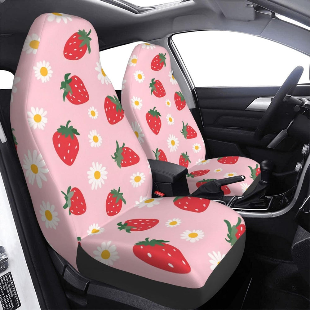 Delerain Car Seat Covers Set 2Pcs, Strawberry Flowers Universal Front Car Sea...