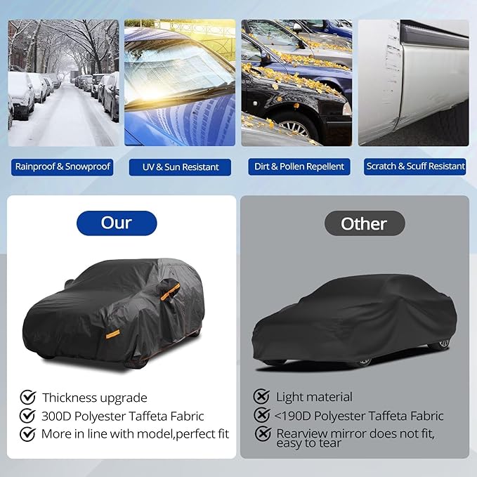 6 Layer Heavy Duty Hatchback Car Cover Waterproof All Weather Protection