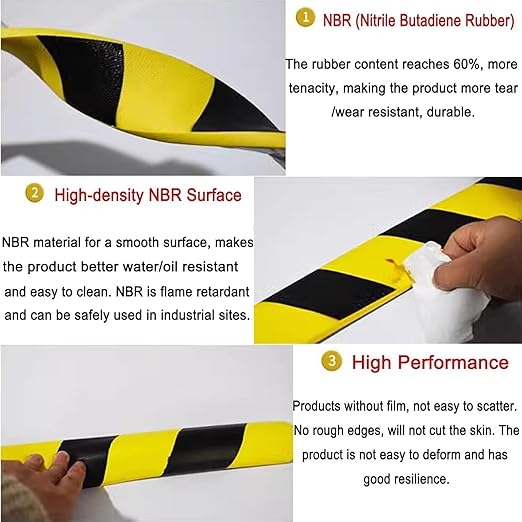 Heavy-Duty Corner Guards – 5M Self-Adhesive Yellow/Black NBR Rubber Wall
