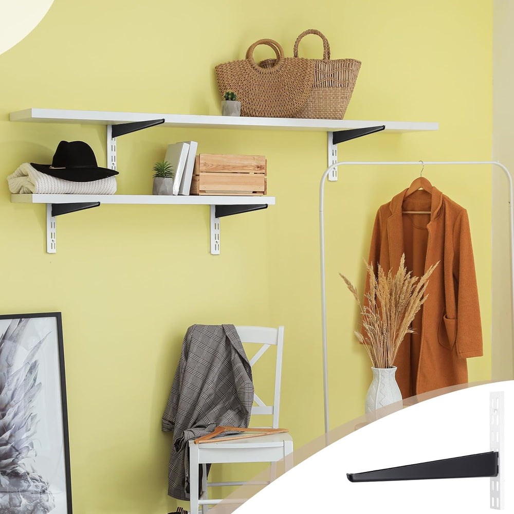 CroBlissful 20 Pcs Adjustable Shelf Brackets for Double Track System Closet O...