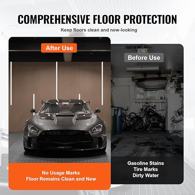 VEVOR Garage Floor Mat, 19 x 4.9 FT PVC Garage Flooring Roll, Non-Slip Diamond