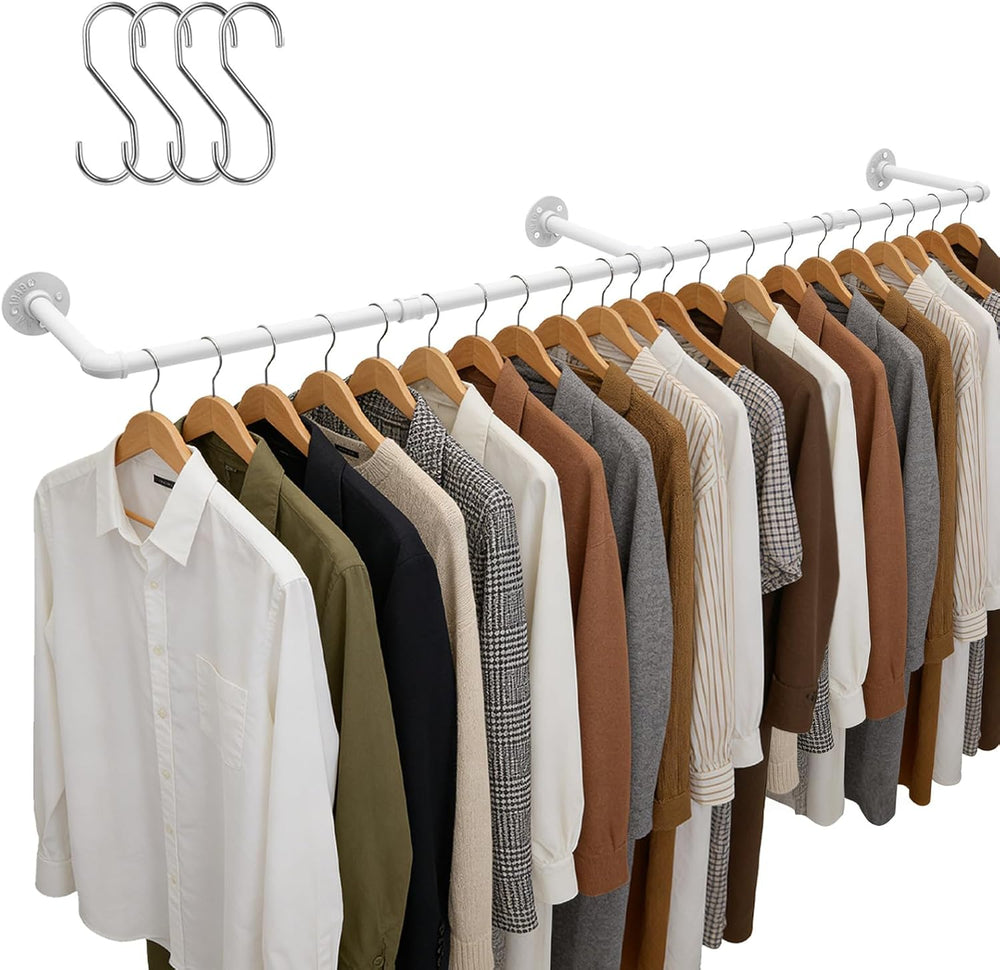 Aduanbang 65.7in Industrial Pipe Wall Mounted Clothes Rack, Heavy Duty Detach...