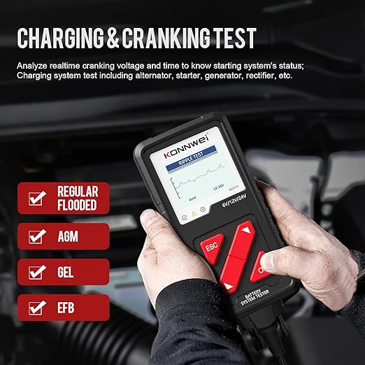 KONNWEI KW710 Car Battery Tester 6V 12V 24V, Battery Load Tester Automotive