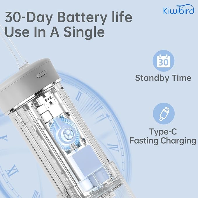 KIWIBIRD Mini Water Flosser for Travel, Ultra-Portable Cordless Oral Irrigator