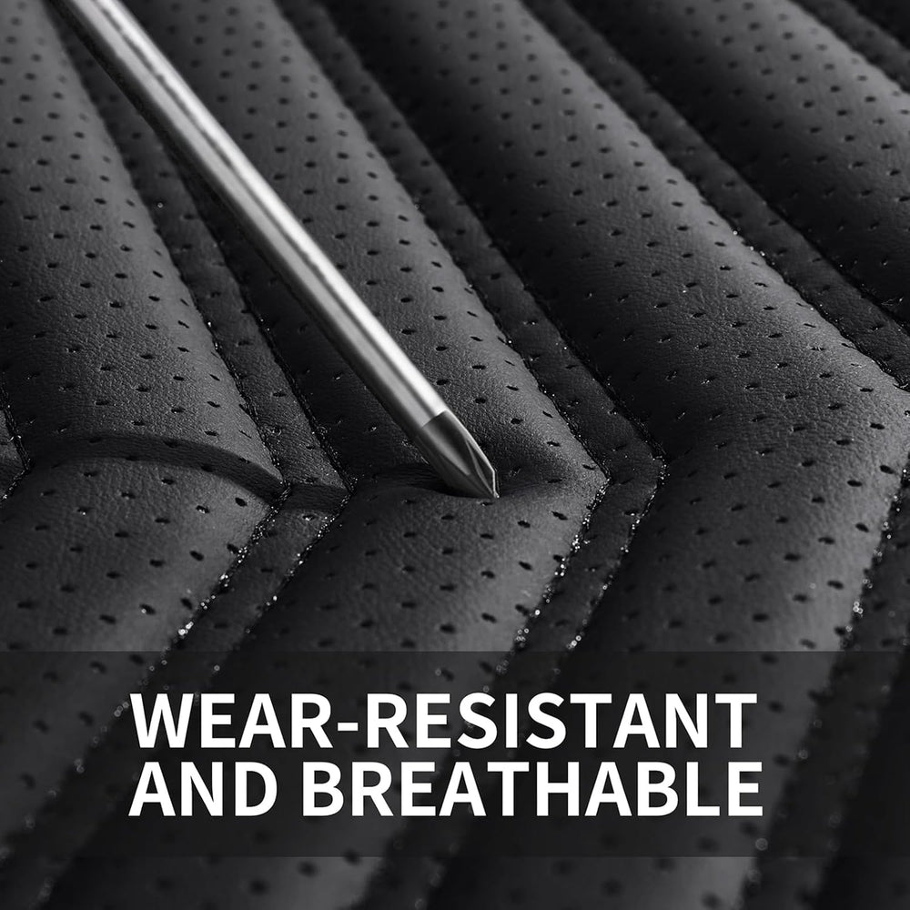 HChengkikz Front Car Seat Cover, Waterproof Faux Leather (Black)
