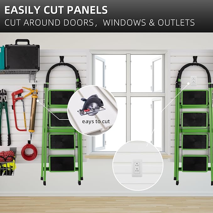 Slatwall Panel Garage Organizer Heavy Duty Wall Mounted, PVC Slat Panels Home