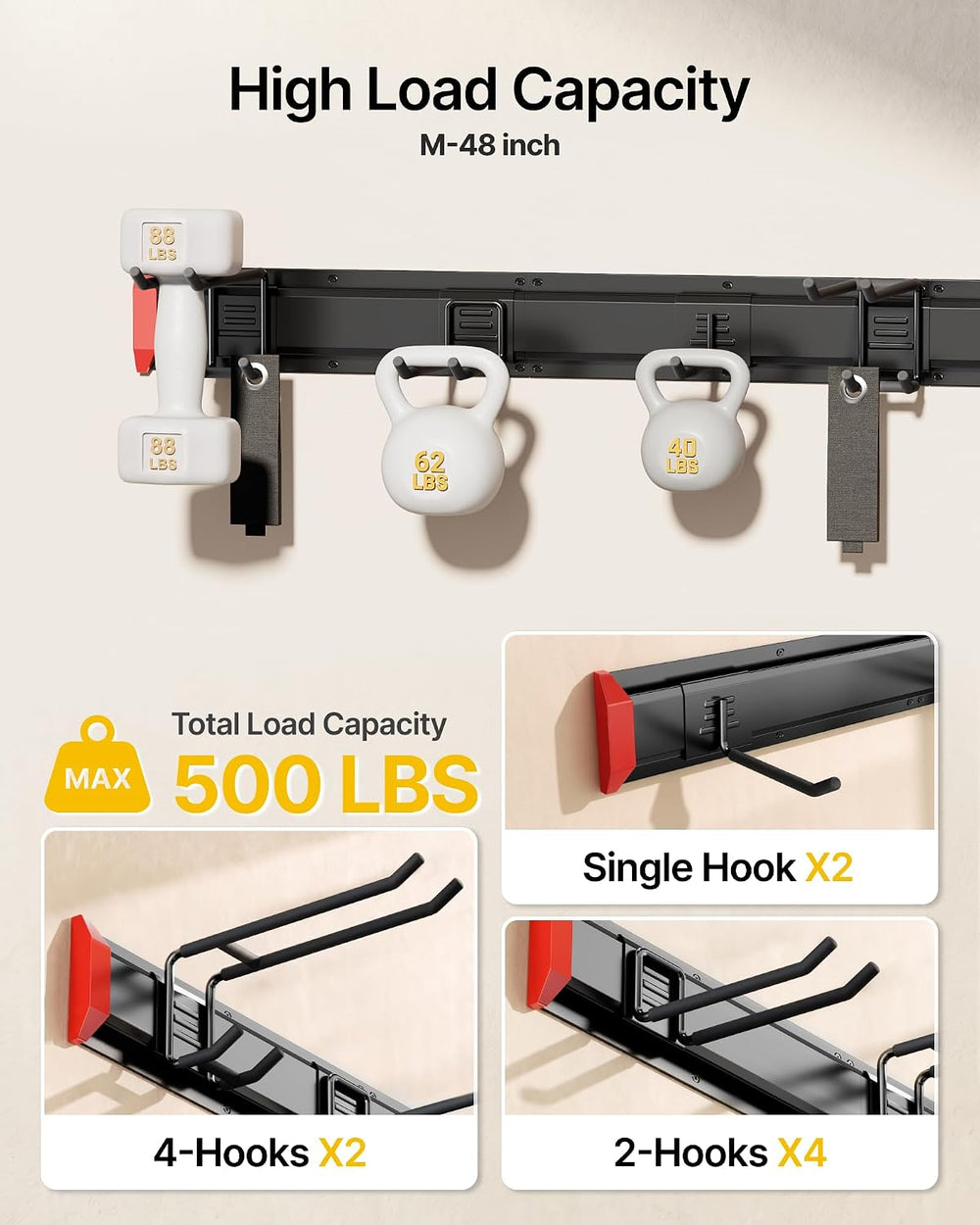 monTEK 48" Garage Tool Organizer Wall Mount, 500 LBS Heavy Duty Tool Rack