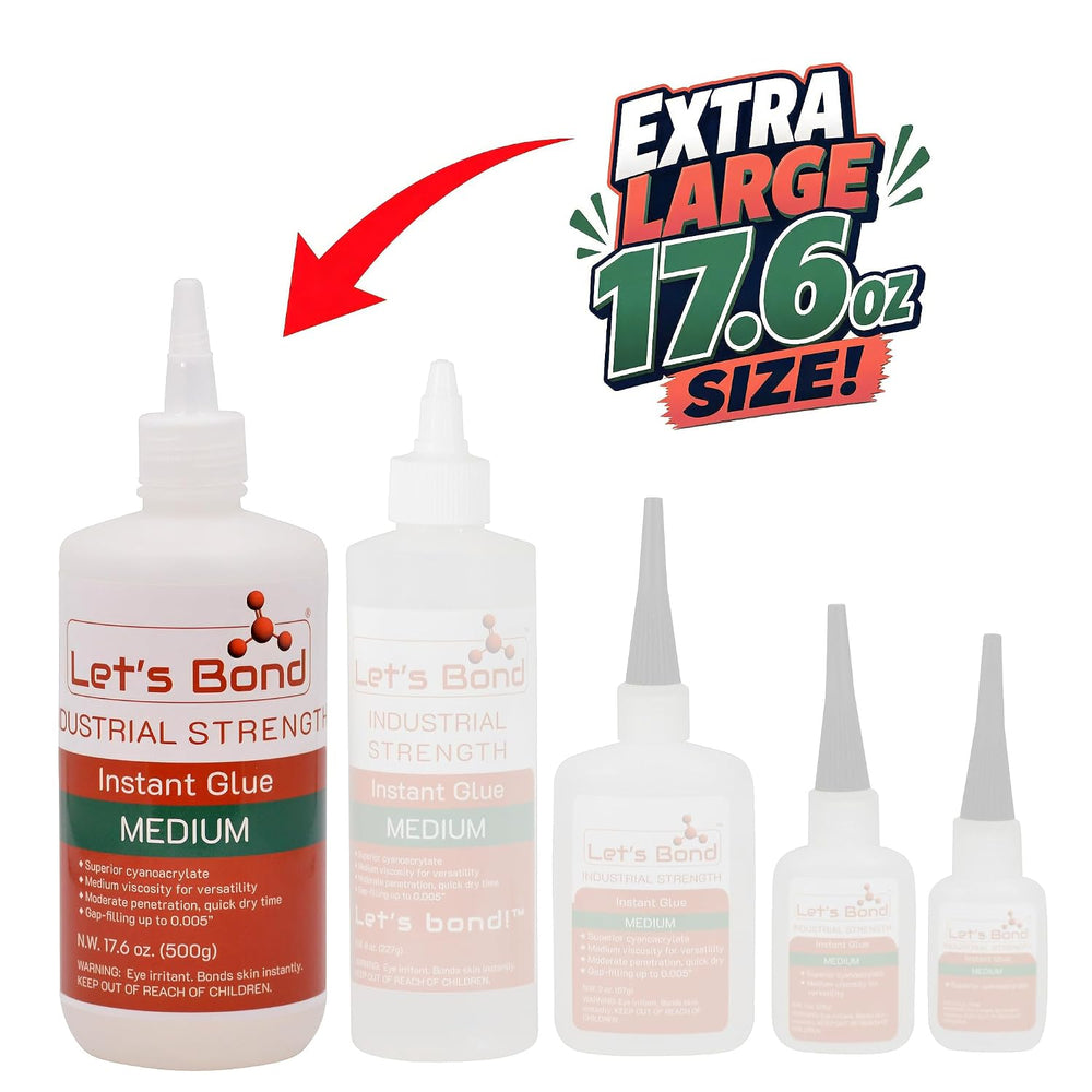 Let's Bond 17.6 oz Medium Professional Grade Instant Glue, Premium Cyanoa...