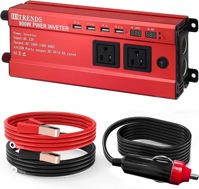 HITRENDS 900W Inverter for Car Power Inverters, 12V DC to 110V AC Converter