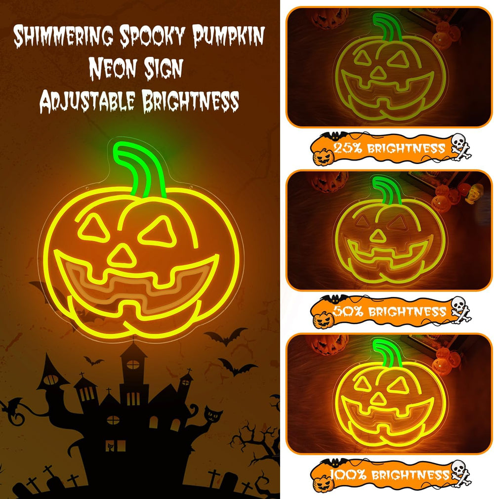 Flashing Jack-O'-Lantern Neon Sign Halloween Animated Pumpkin Led
