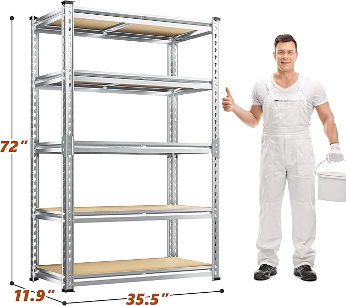 REIBII Garage Shelving, 5 Tier Storage Shelves Load 2020LBS, Adjustable Garag...