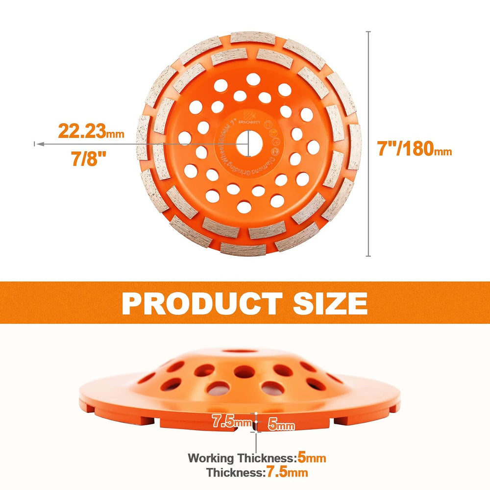 Concrete Diamond Grinding Cup Wheel,BRSCHNITT 7 inch Angle Grinder Diamond Do...