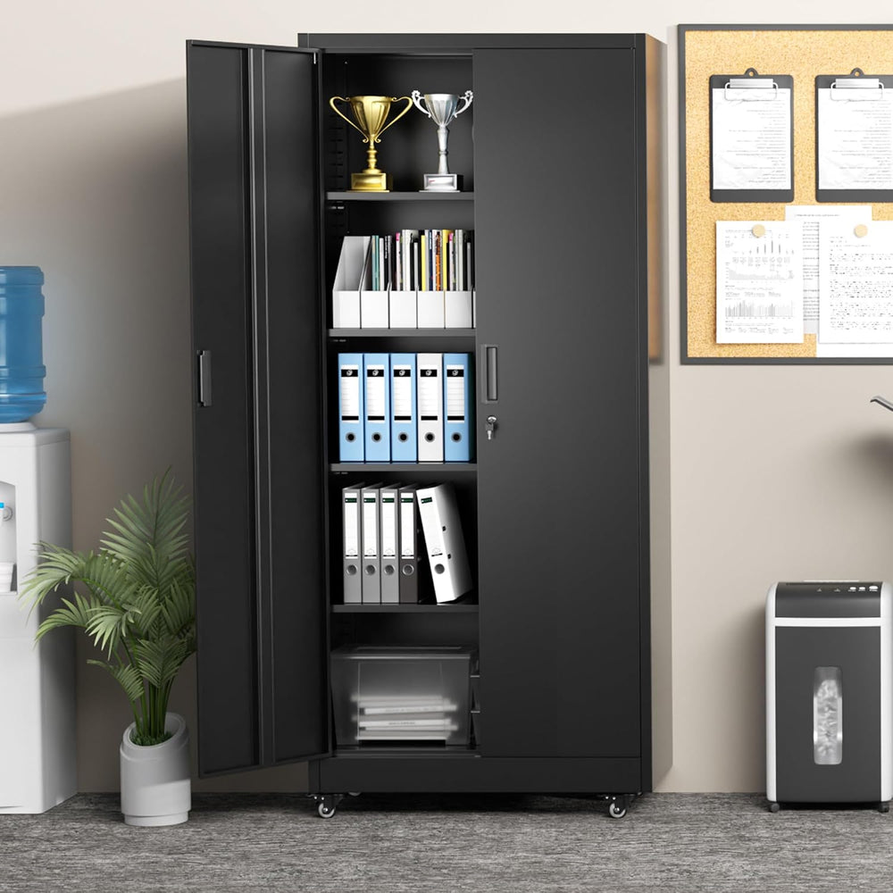 73" Storage Cabinet with Wheels,Metal Rolling Garage Cabinet with Lockin...