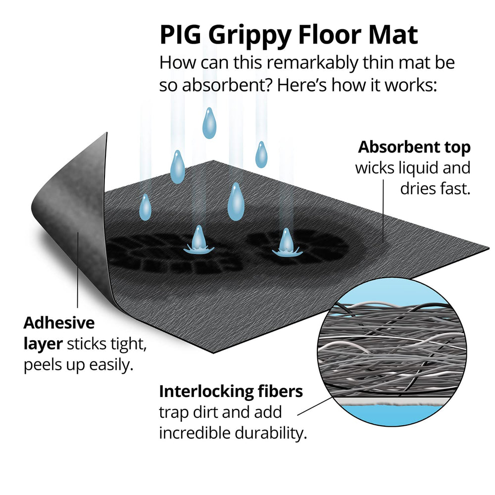 PIG Grippy Floor Mat Industrial Entrance Mat with Adhesive Backing 3' x 1...