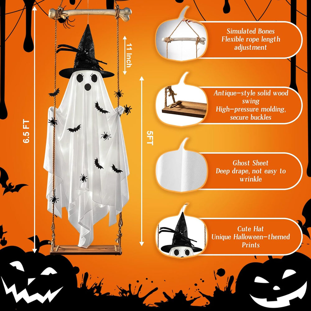 Halloween Decorations Outdoor,Large Hanging Swing Ghost Halloween Decor