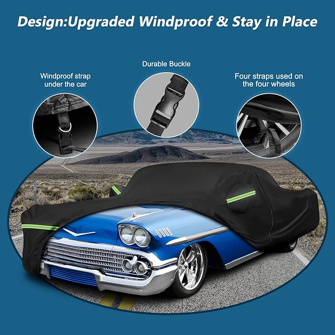 Waterproof Car Covers for Chevy Impala 2-Door/Bel Air/Biscayne 2/Sedan/Coupe