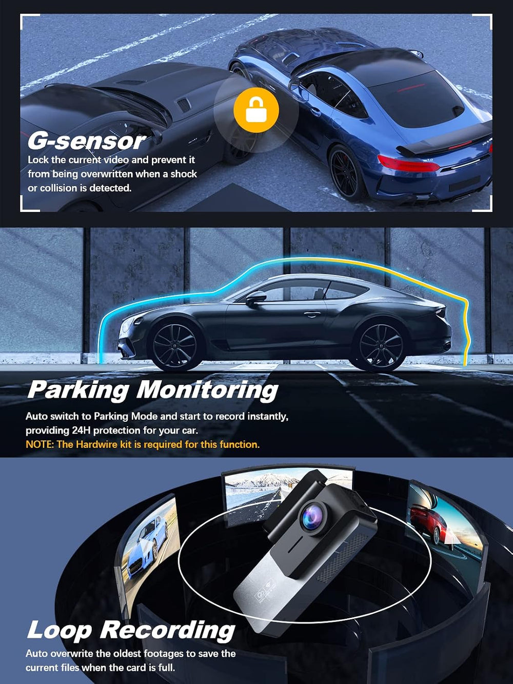 ARIFAYZ Dash Cam Front and Rear 4K+1080P, Free 64GB Card, Built-in WiFi, Dash...