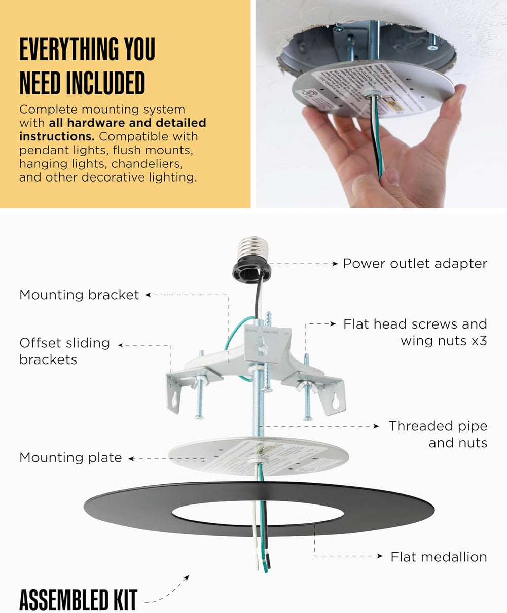 R56 Recessed Can Light Conversion Kit w/ 7"¾ Flat Ceiling Medallion - Ho...