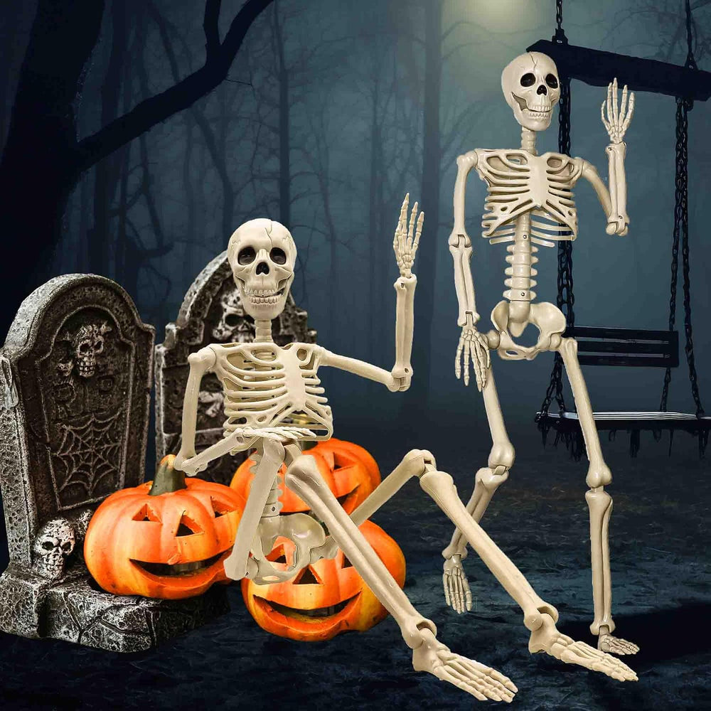 2 Pack 36"Halloween Skeleton - 3 ft Life Size Human Skeleton with Full B...