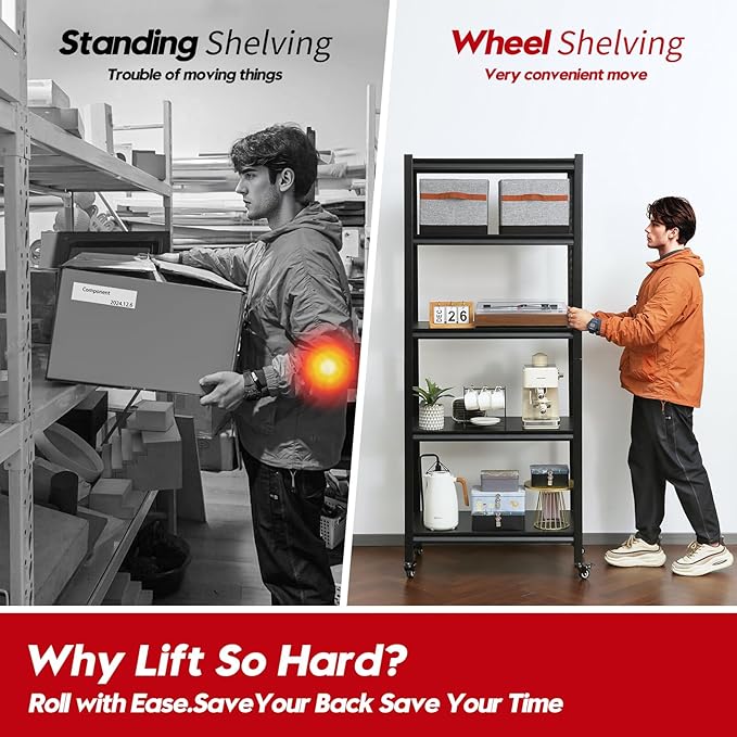 Kitchen Shelving with Lockable Wheels