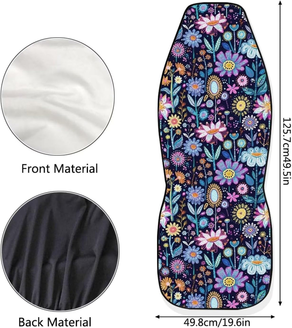 Hippie Flower Blue Purple Auto Seat Cover Pack of 2 Pack Car Front Seat Cushi...