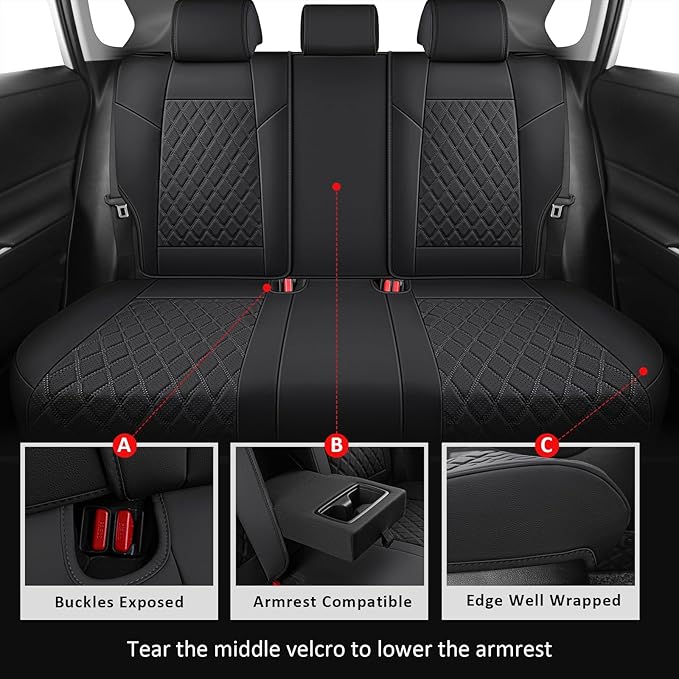 MIROZO Seat Covers for rav4, Waterproof Car Seat Covers Faux Leather Seat Cover