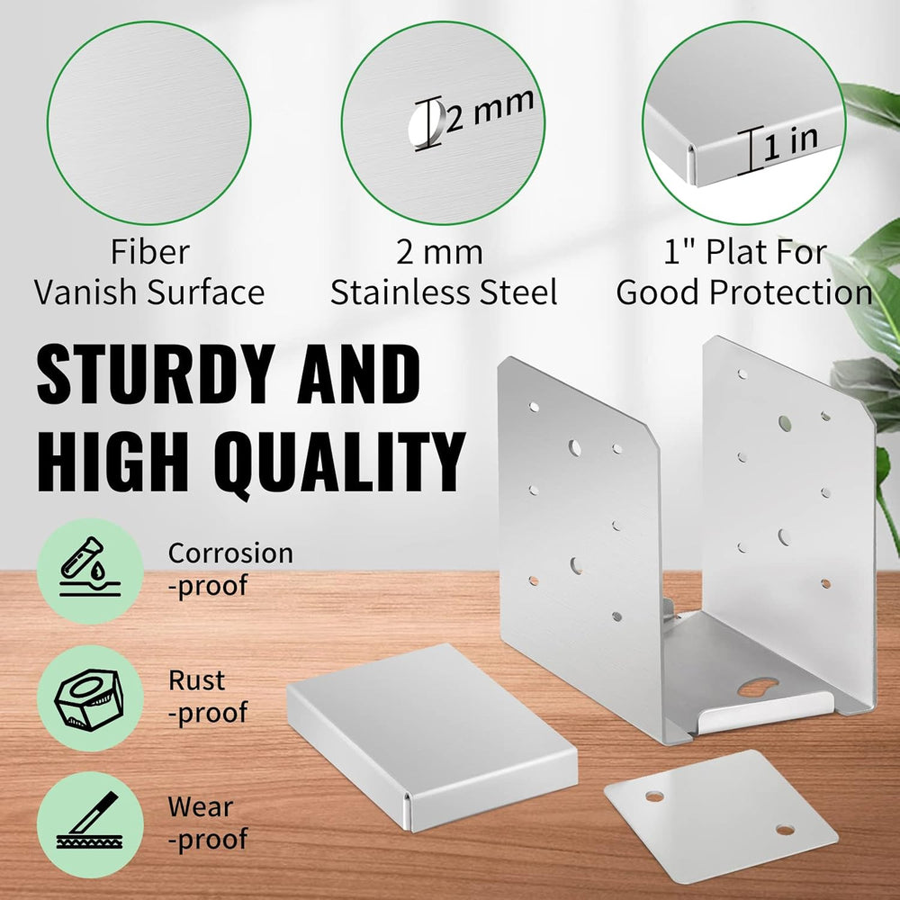6"x 6" Post Base, 5Pcs Stainless Steel Post Anchor (Inner Size:5.71...