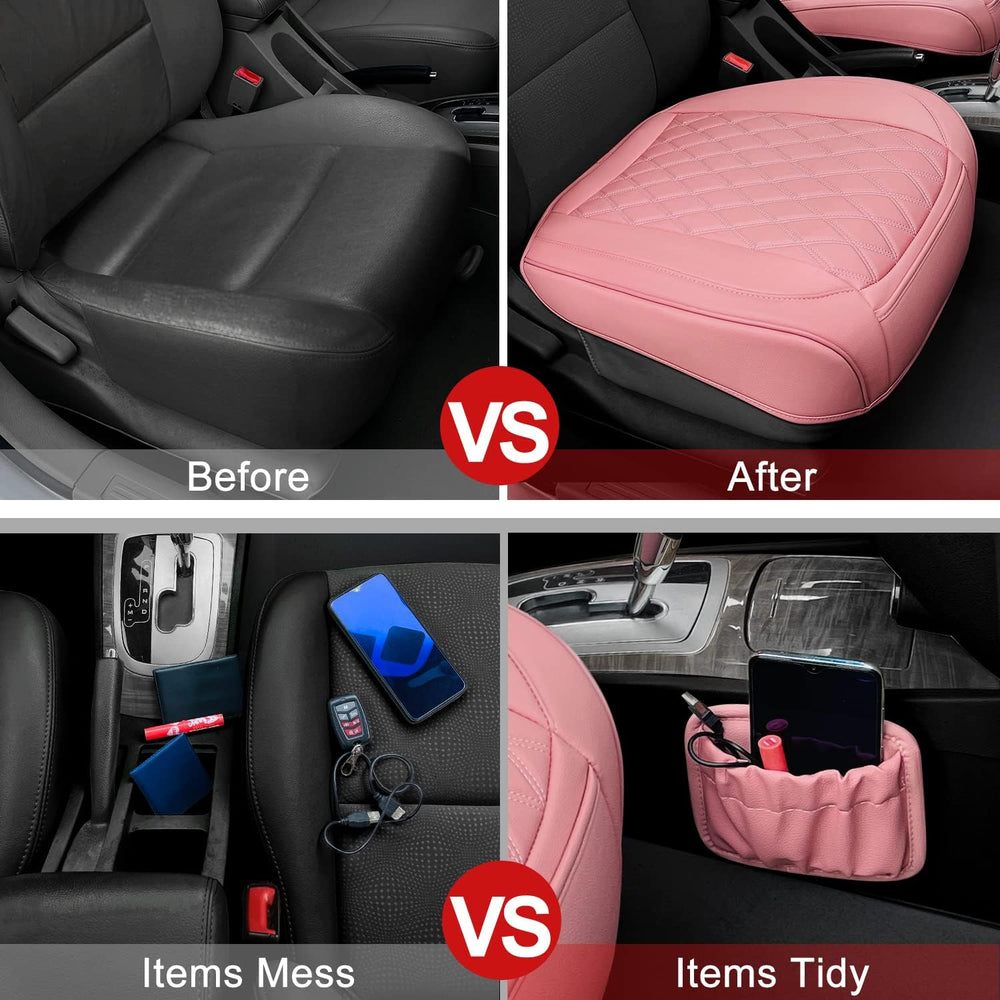 BEITK 2 Pack Leather Front Car Seat Bottom Covers Pink