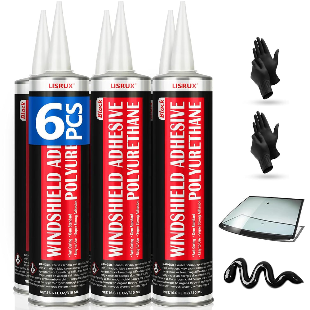 [6 Pack] Polyurethane Windshield Adhesive, Windshield Sealant Black - High Bo...