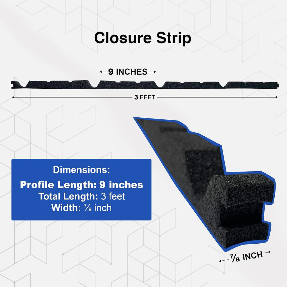 Duco Classic Rib Foam Closure Strips 3ft Long, 9" Rib Spacing - 100 Pack...