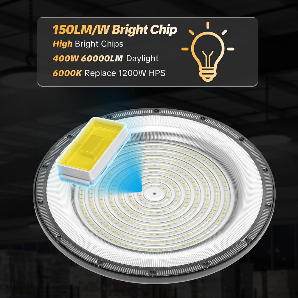 AIKVSXER 10Pack UFO LED High Bay Lights, 400W Shop Lights, 60000LM, 6000K