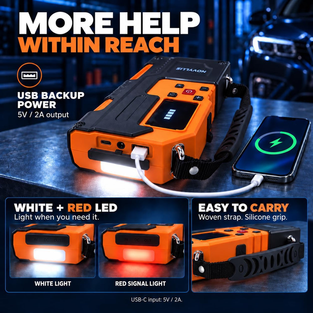 6000A 14.8V Car Battery Jump Starter with 150PSI Air Compressor