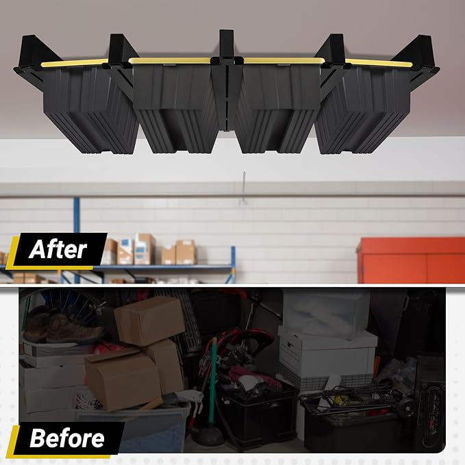 Overhead Garage Storage Rack 4-Bin, Heavy Duty Ceiling Racks w/ 400 LBS Load ...