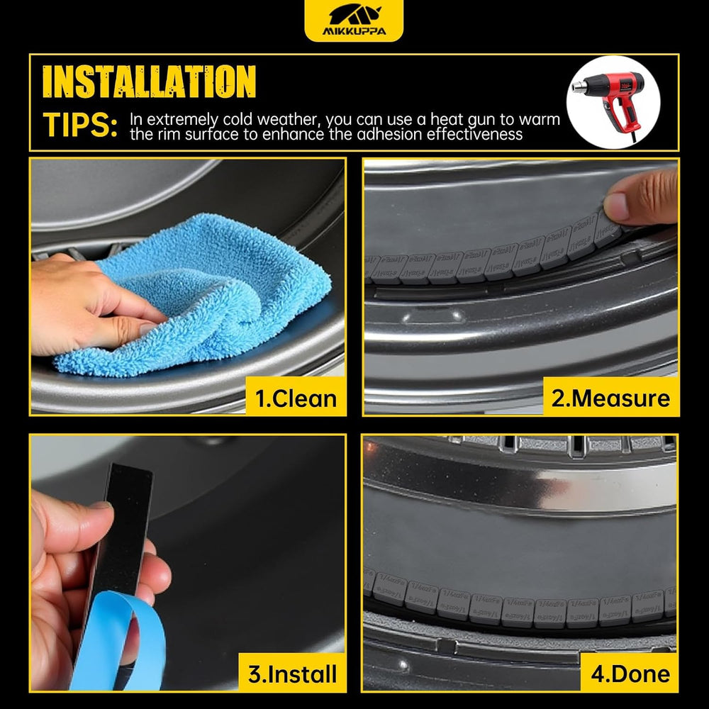 MIKKUPPA 1/4oz Adhesive Stick on Wheel Weights, Black 0.25oz, 144oz/Box