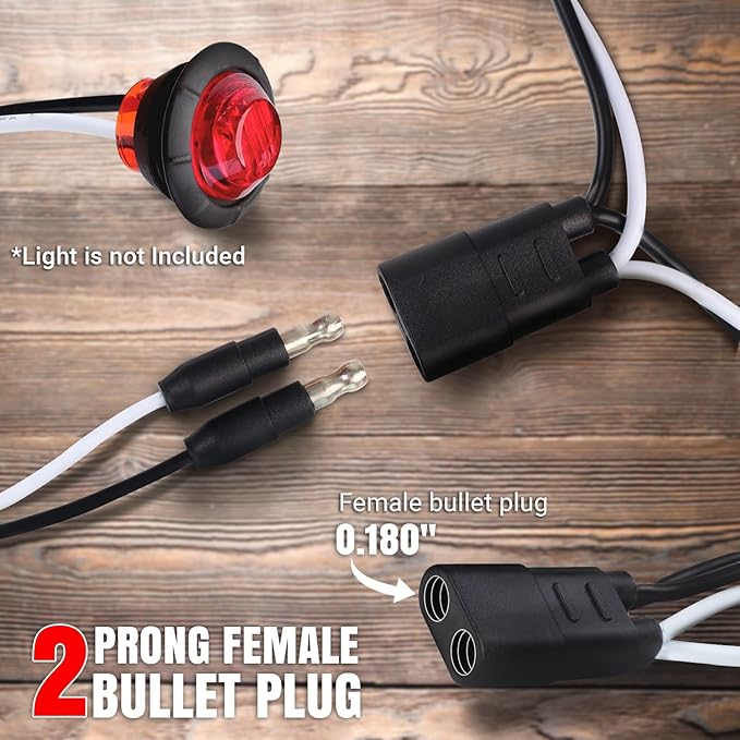 TMH 50 Count 2-Prong Wire Harness Roll Double Female Bullet Plug 18 Gauge