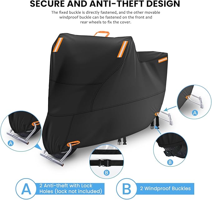 Motorbike Cover for Outside Storage, Waterproof Motorcycle Scooter Moped Cover