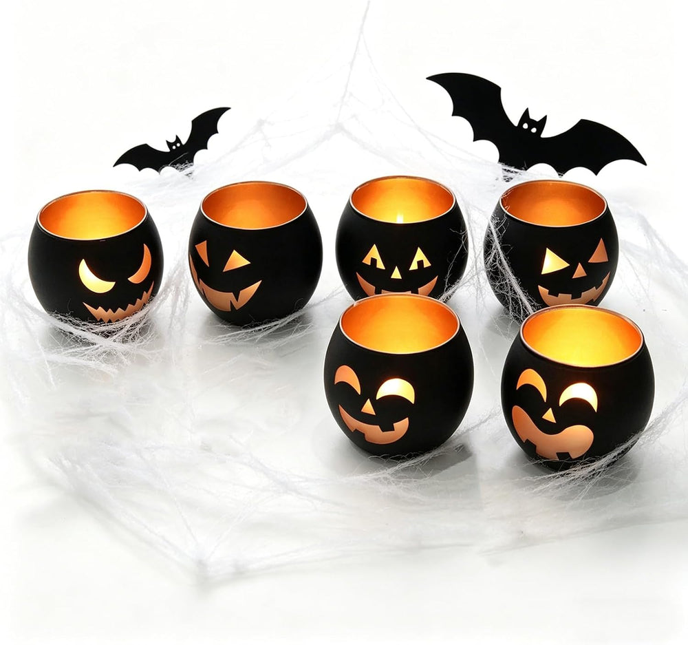 SHMILMH Halloween Table Centerpiece Candle Holders Set of 12, Black and Gold ...