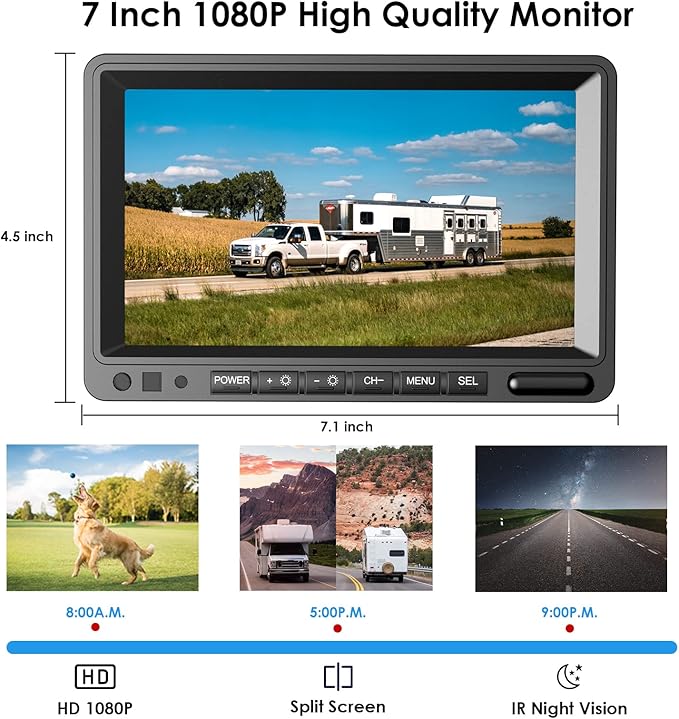 Digital Wireless Backup Camera System Kit, IP69K Waterproof Wireless 2 Rear