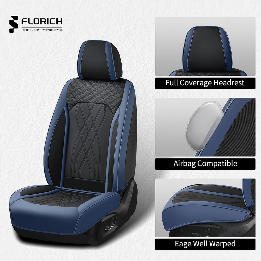 FLORICH Leather Front Car Seat Covers Waterproof Durable Front Seat Protector...