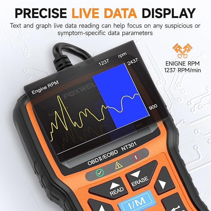FOXWELL NT301 OBD2 Scanner Graphing Live Data Diagnostic Code Reader