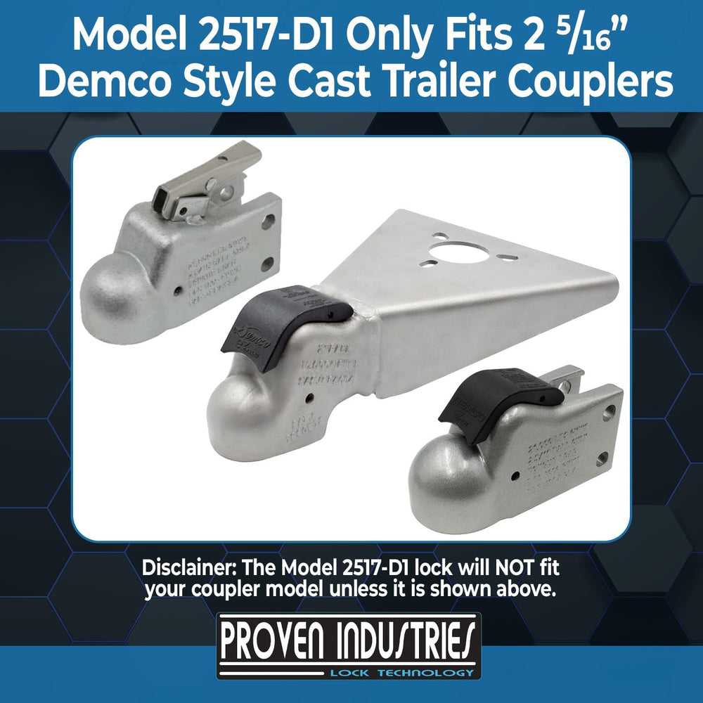Proven Industries Trailer Lock, Model 2517-D1, Fits 2 5/16 in Demco Cast Trai...