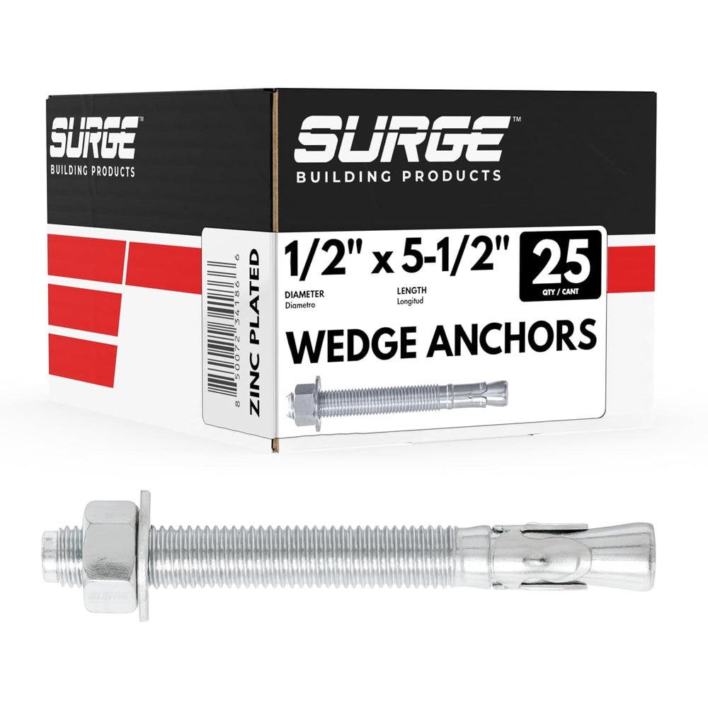 1/2" x 5-1/2" Zinc-Plated Anchor Bolts for Concrete & Cement (B...