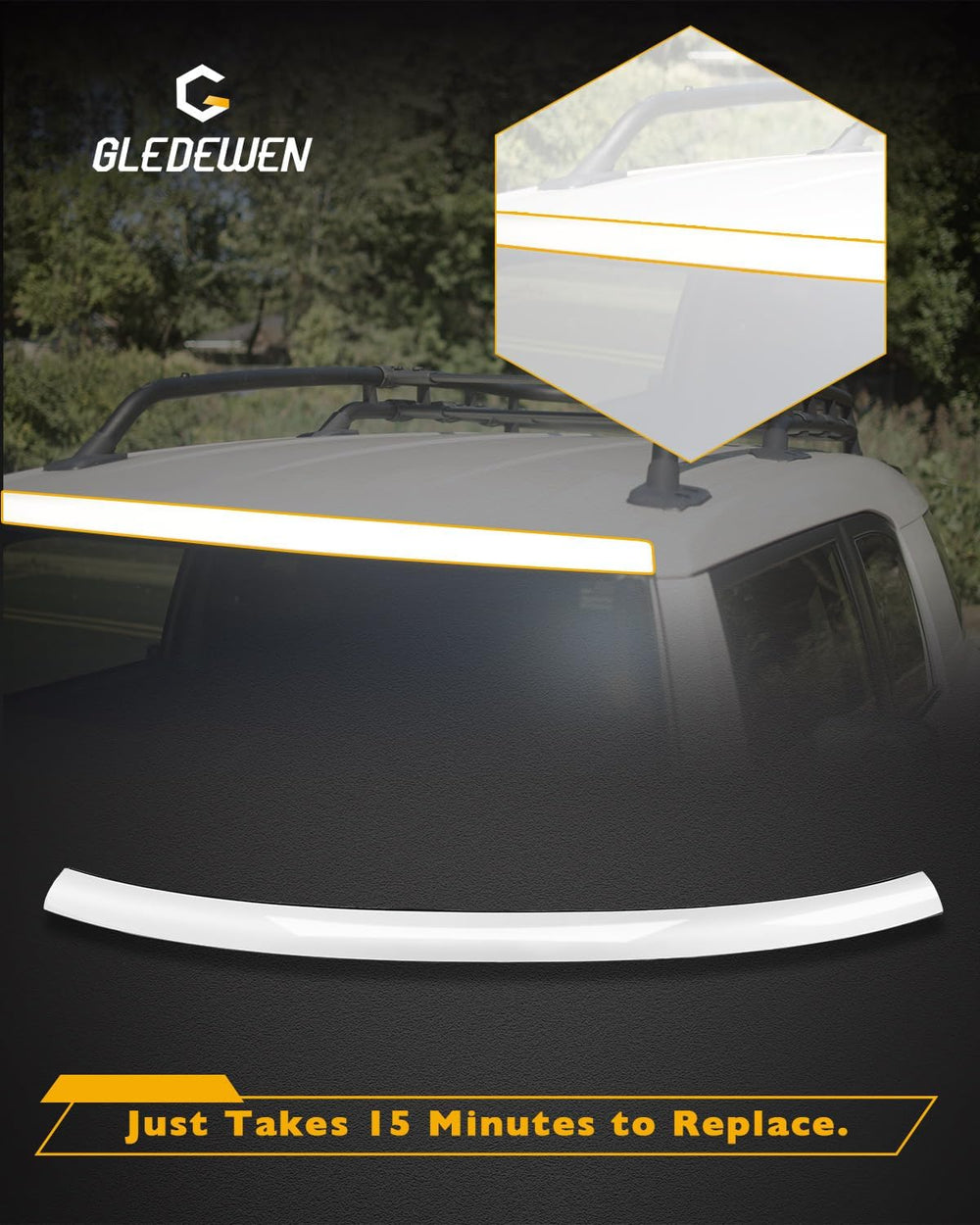 Top Windshield Molding, White, Front Upper Outside, Compatible with Toyota FJ...