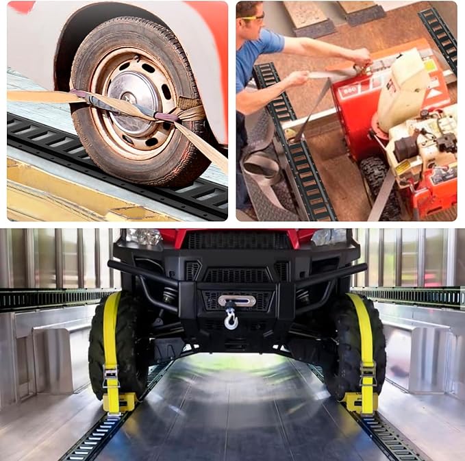 E Track 4'（4 Pack） with Powder-Coated Steel Trailer Tie Down