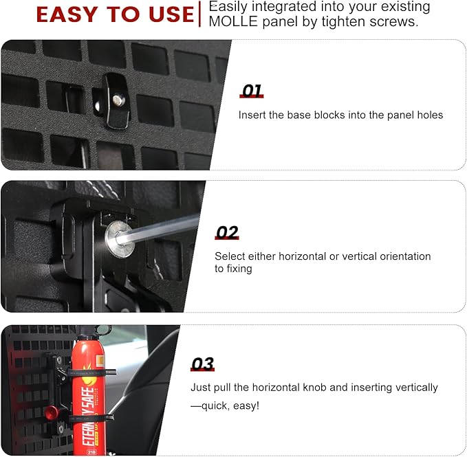MOLLE Panel Fire Extinguisher Mount Kit-Quick Release Car Fire Extinguisher