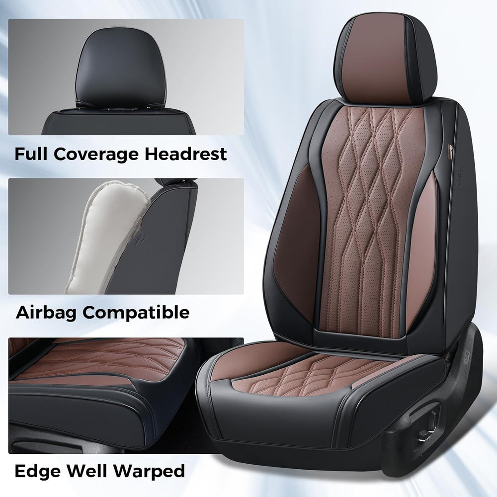 Coverado Seat Covers FullSet, 5 Seats Car Seat Protector, Waterproof Nappa Le...
